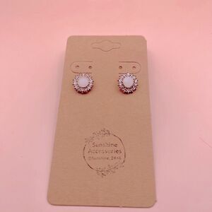 5 for $25 WHITE RHINESTONE TINY STUDS